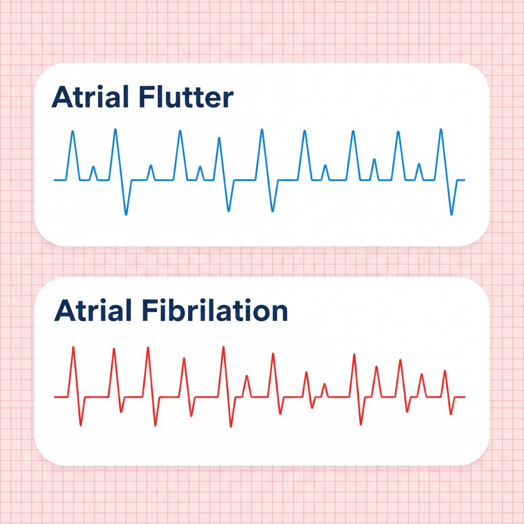atrial flutter vs atrial fibrillation ecg waveform comparison