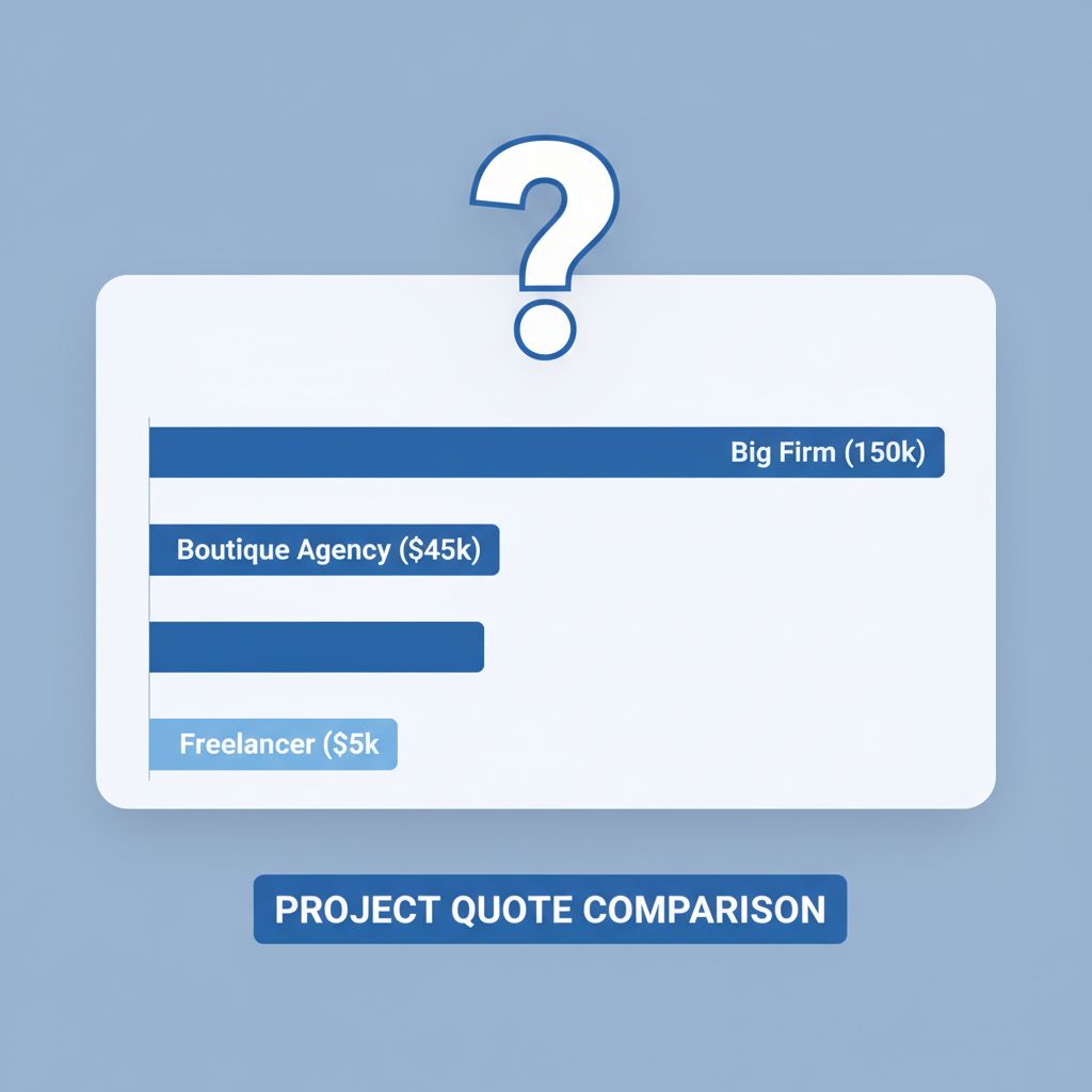 App development cost variance chart low vs high quotes