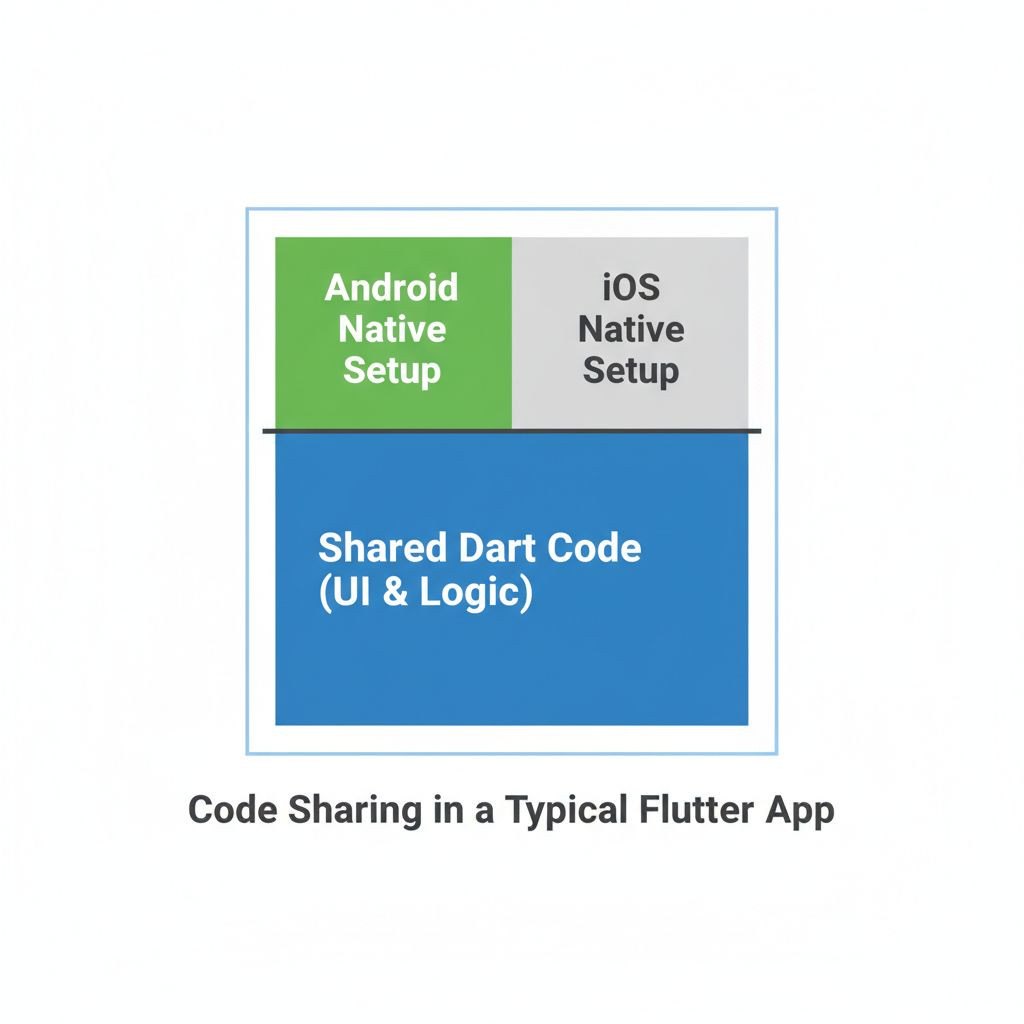 Flutter code sharing percentage diagram vs native code