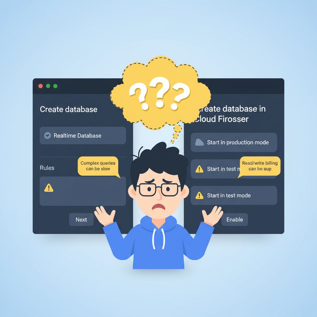Firebase console database selection screen comparison