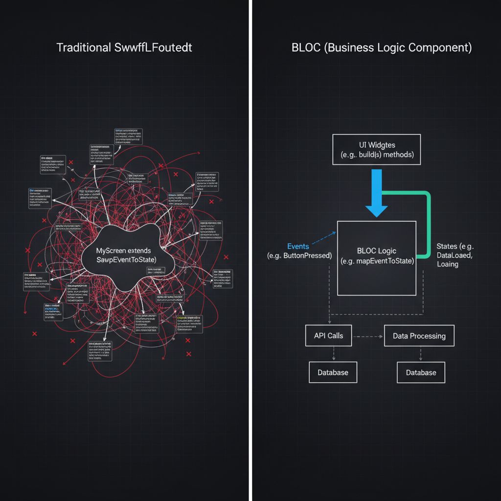 Messy Flutter code vs clean BLoC architecture Messy Flutter code vs clean BLoC architecture