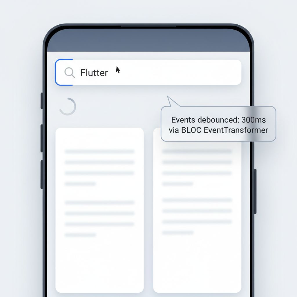 Flutter search bar debounced BLoC UI