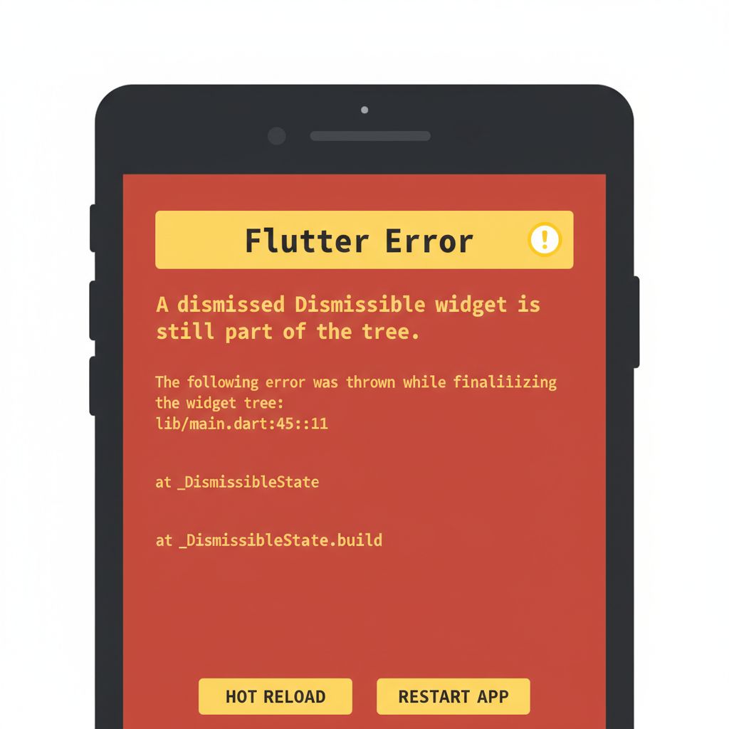 Flutter dismissed dismissible widget error screen